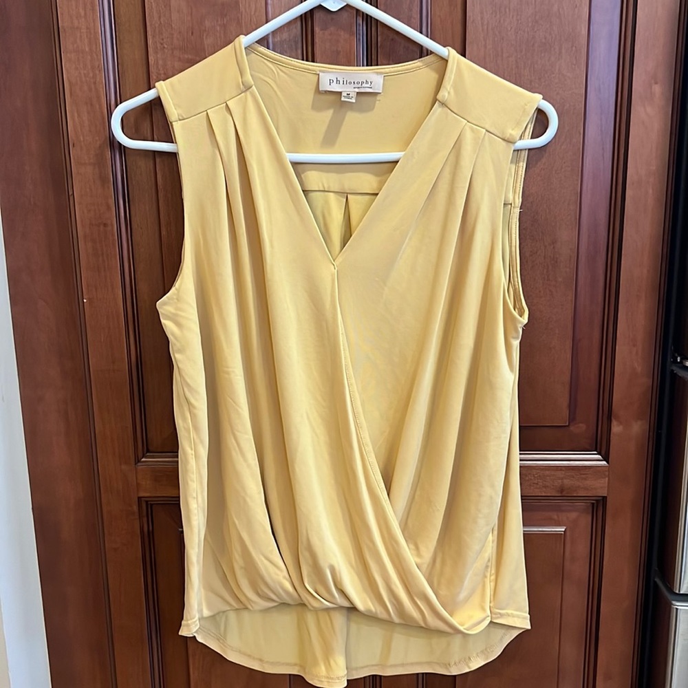 Philosophy Golden Yellow sleeveless v-neck blouse. Womens size medium. EUC